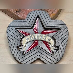 Reversible/Spinning Glory & Hate 4inx4in Belt Buckle By Heavy Metal MFG.